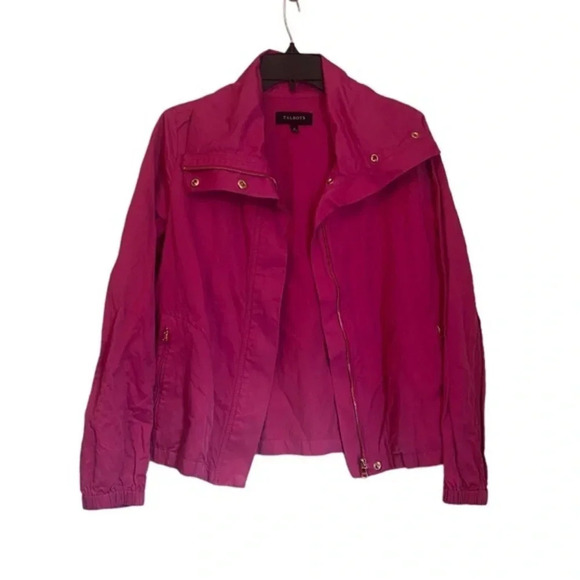 Talbots Jackets & Blazers - Talbots Hot Pink Zipped Moto Style Jacket